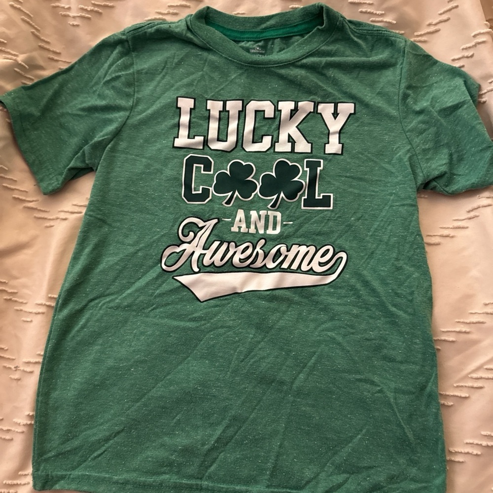 Lucky Cool and Awesome Green Kids T-Shirt